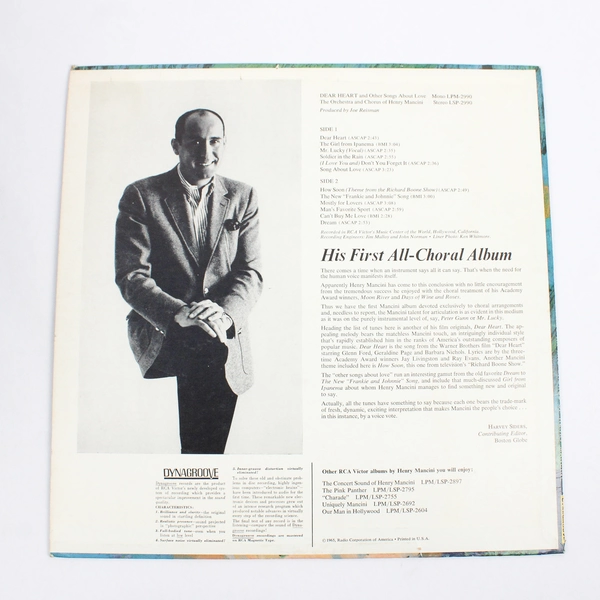 Henry Mancini Dear Heart Vinyl Record Classic Soundtrack 12-Inch LP Pre-Owned