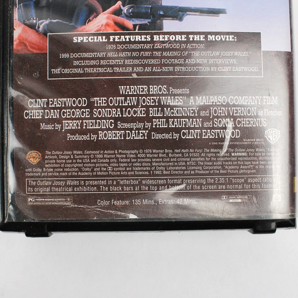 The Outlaw Josey Wales Directed by & Starring Clint Eastwood 1999 VHS Tape