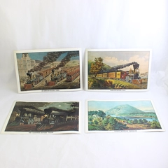 Set of 4 Vintage Currier & Ives Train Locomotive Placemats
