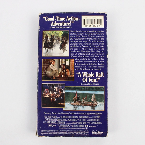 The Adventures Of Huck Finn VHS Tape Starring Elijah Wood 1993