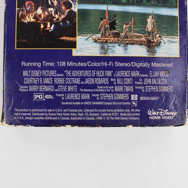 The Adventures Of Huck Finn VHS Tape Starring Elijah Wood 1993