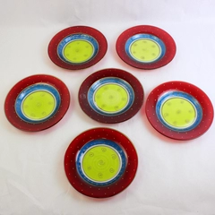 Lot of 6 Pier 1 Imports Fiesta P1C7 Glass Luncheon Plates 8 5/8"