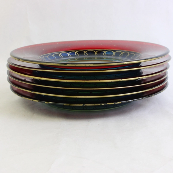 Lot of 6 Pier 1 Imports Fiesta P1C7 Glass Luncheon Plates 8 5/8"