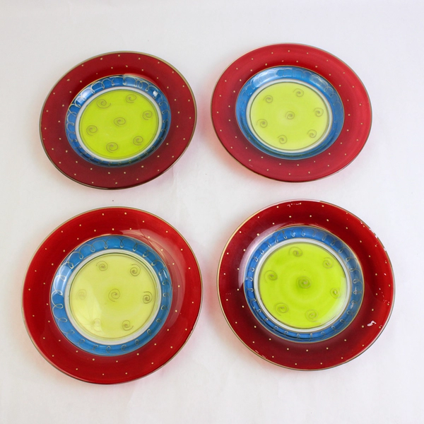 Lot of 4 Pier 1 Imports Fiesta P1C7 Glass Luncheon Plates 8 5/8"