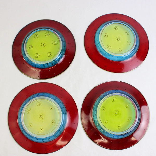 Lot of 4 Pier 1 Imports Fiesta P1C7 Glass Luncheon Plates 8 5/8"