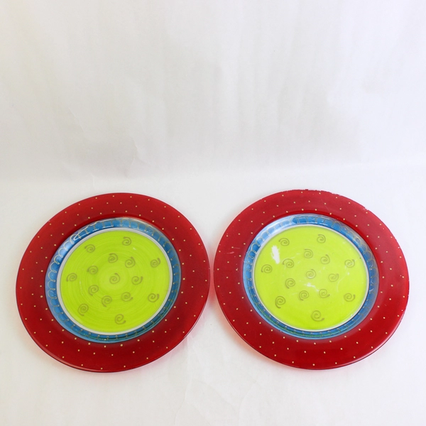 Lot of 2 Pier 1 Imports Fiesta P1C7 Glass Platters 13"