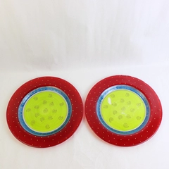 Lot of 2 Pier 1 Imports Fiesta P1C7 Glass Platters 13"