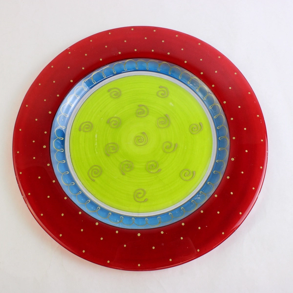 Lot of 2 Pier 1 Imports Fiesta P1C7 Glass Platters 13"