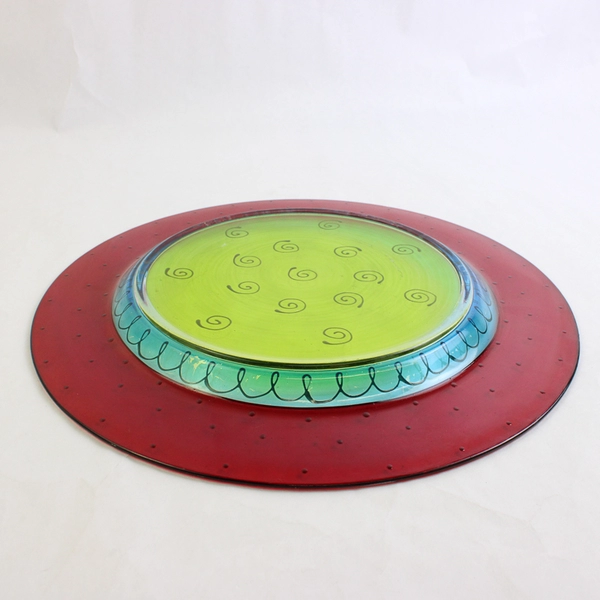 Lot of 2 Pier 1 Imports Fiesta P1C7 Glass Platters 13"