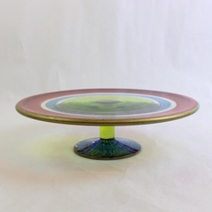 Pier 1 Imports Fiesta P1C7 Cake Stand with Pedestal 12" Diameter x 3.5" H