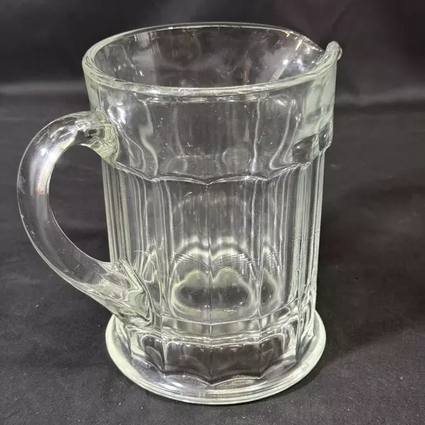 Vintage Heavy Glass Beer Mug With Ice Lip 6.75 Inch
