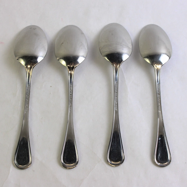Lot of 4 Cuisinart Mansfield 7 7/8" Place Oval Soup Spoons, 18/10 Stainless