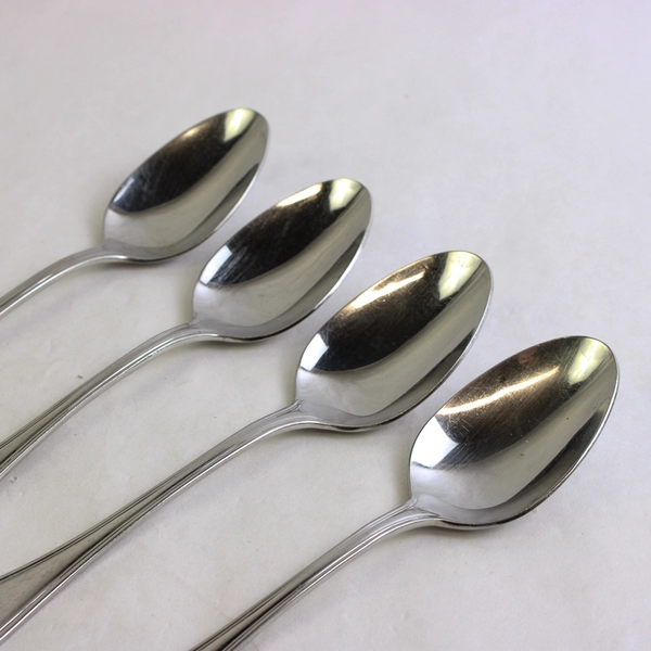 Lot of 4 Cuisinart Mansfield 7 7/8" Place Oval Soup Spoons, 18/10 Stainless