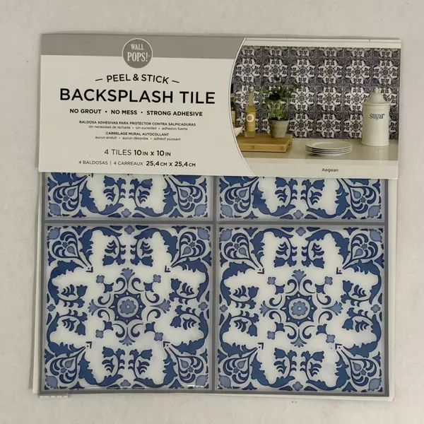 WALL POPS! Peel & Stick Backsplash Tile 4-Pack 10x10 Inch New Wall Tiles