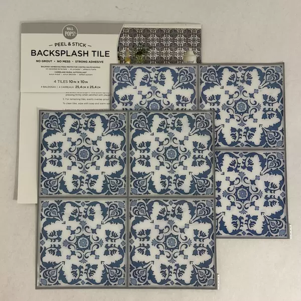 WALL POPS! Peel & Stick Backsplash Tile 4-Pack 10x10 Inch New Wall Tiles