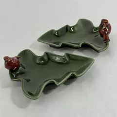 Set of 2 Tii Collection Green Tree with Cardinal Trinket Dishes