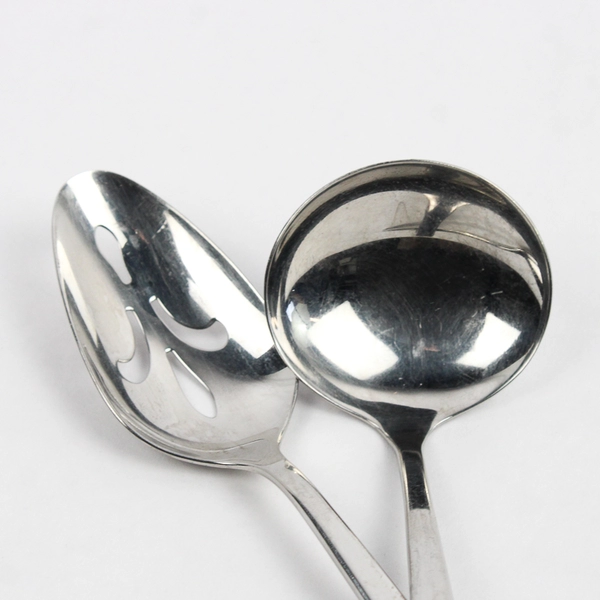 Lot Of 2 International Silver Serenata Stainless Flatware Ladle Slotted Spoon