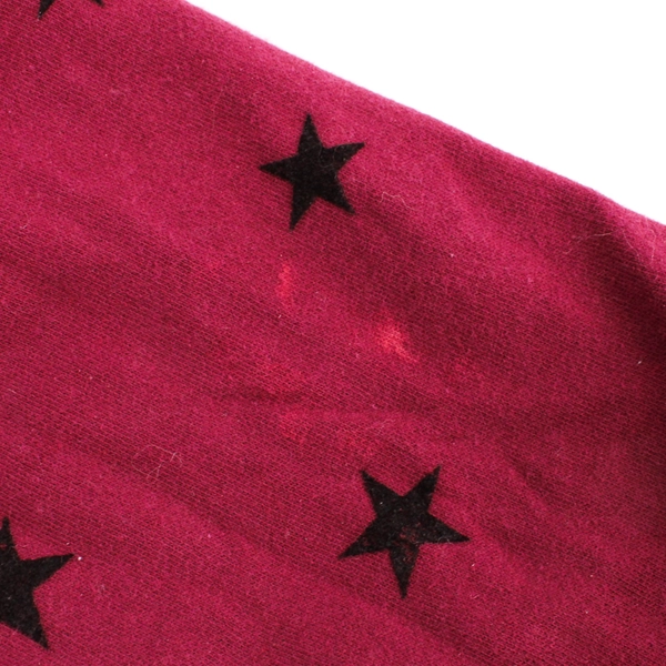 Time And Tru Maroon Red Long-Sleeved Top Black Star Print Women's XXL Flawed