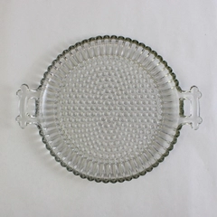 Vintage Jeannette Glass National Clear Hobnail Tray With Handles 8 inch