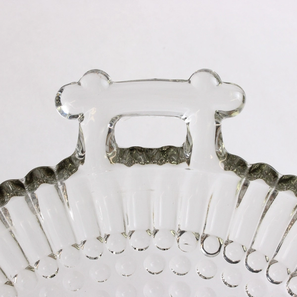 Vintage Jeannette Glass National Clear Hobnail Tray With Handles 8 inch