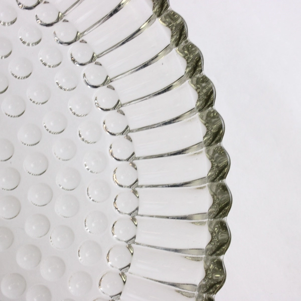 Vintage Jeannette Glass National Clear Hobnail Tray With Handles 8 inch