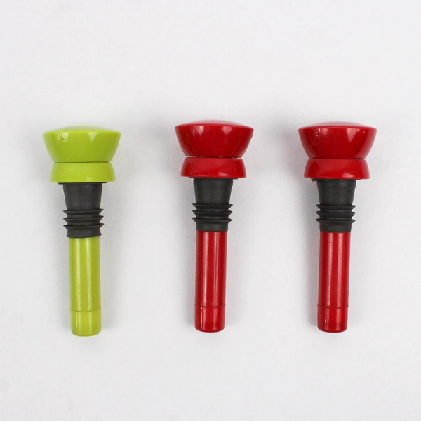 Lot Of 3 Joie Wine Bottle Stopper Pull Up 2 Red & 1 Green
