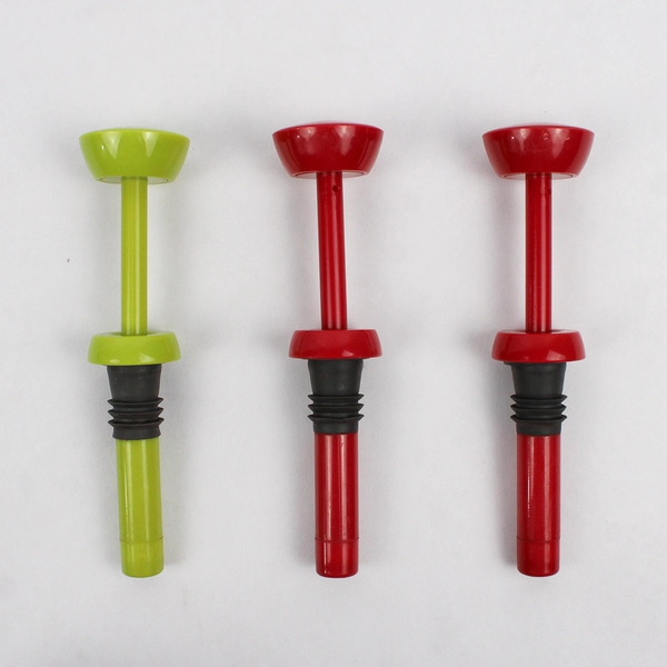 Lot Of 3 Joie Wine Bottle Stopper Pull Up 2 Red & 1 Green