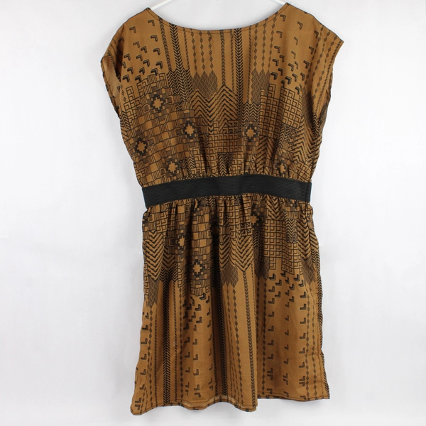 One Clothing Brown and Black Sleeveless Knee-Length Dress Women's XL