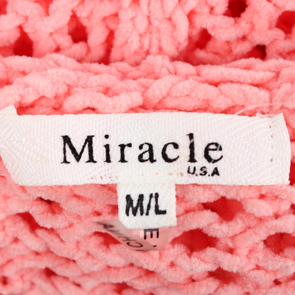 Miracle U.S.A. Coral Pink Open Knit Hoodie Women's Size M/L