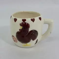 Vintage White Ceramic Cup Embossed Rooster Dated 1952