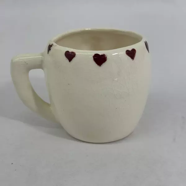 Vintage White Ceramic Cup Embossed Rooster Dated 1952