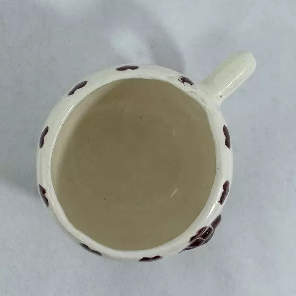 Vintage White Ceramic Cup Embossed Rooster Dated 1952