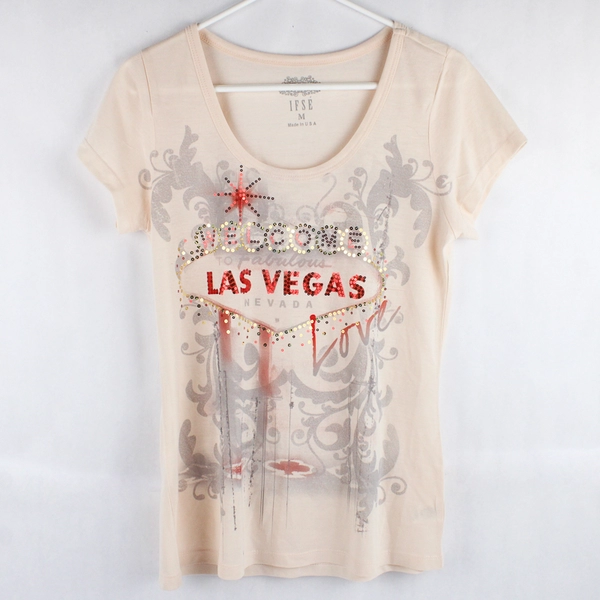 IFSE Welcome To Fabulous Las Vegas Sequin T-Shirt Women's Medium