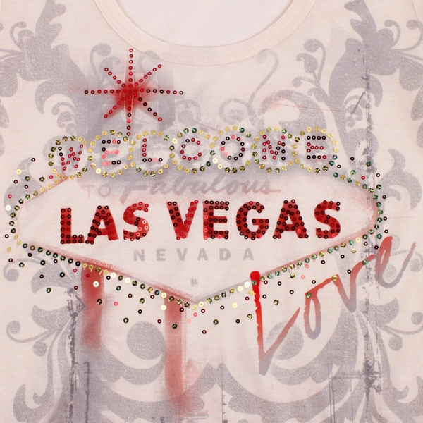 IFSE Welcome To Fabulous Las Vegas Sequin T-Shirt Women's Medium