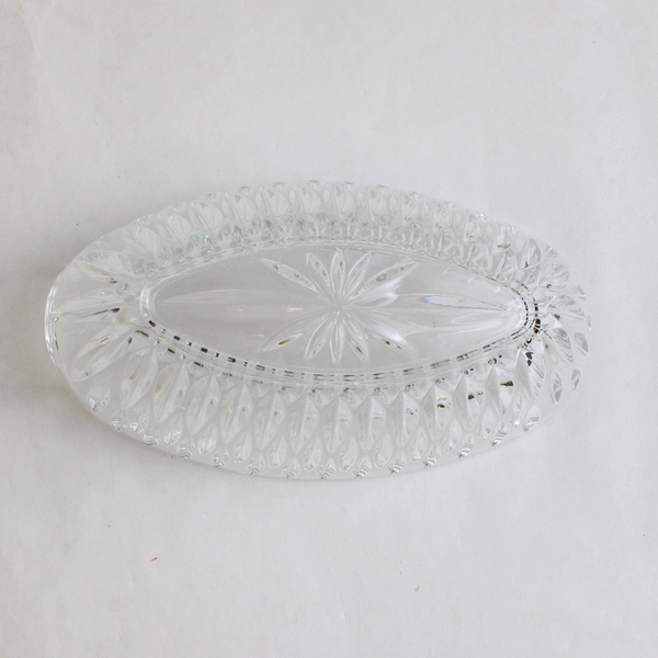 Vintage Princess House Royal Highlights Crystal Spoon Holder Rest 5.25" x 3 1/8"