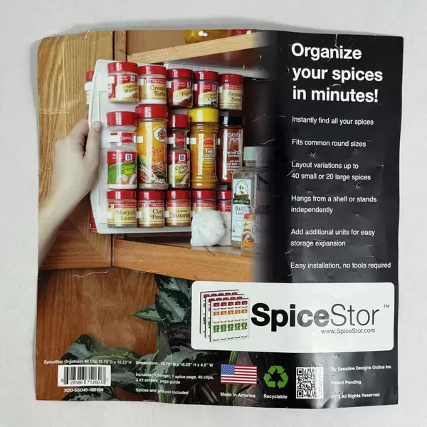 SpiceStor Organizer Kitchen Spice Rack 40 Clip 10.75" Dx10.25" H BRAND NEW