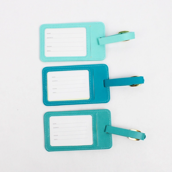 Set Of 3 Eccolo Luggage Tag Gift Light To Dark Blue Faux Leather 2017