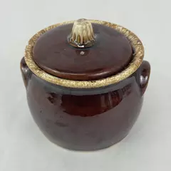 Vintage Hull Oven Proof Brown Drip Glaze Sugar Bowl with Lid
