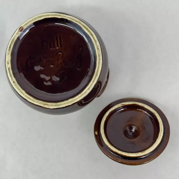 Vintage Hull Oven Proof Brown Drip Glaze Sugar Bowl with Lid