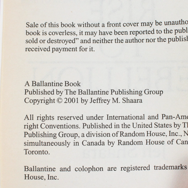 Rise to Rebellion by Jeff Shaara 2002 The American Revolution Paperback