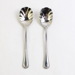 Lot of 2 Cuisinart CUI8 6 1/8" Sugar Shell Spoon, 18/10 Stainless Beaded Outline
