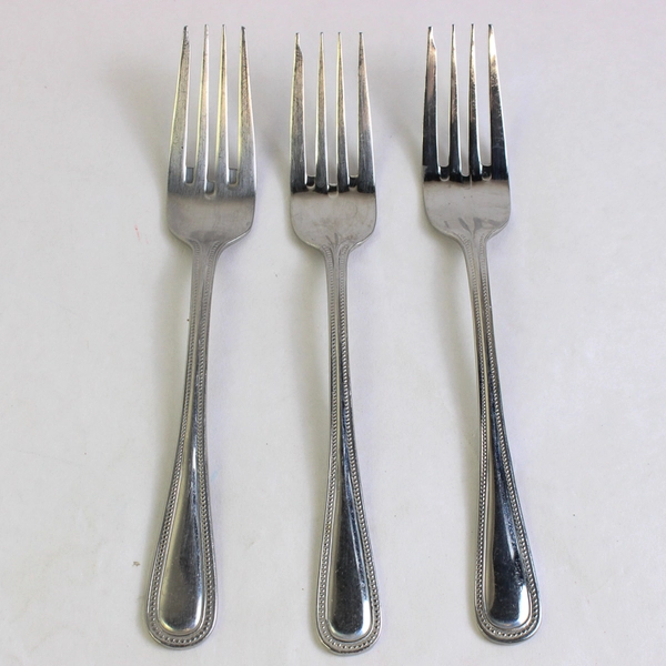 Lot of 3 Cuisinart CUI8 7 1/8" Salad Fork 18/10 Stainless Beaded Outline 