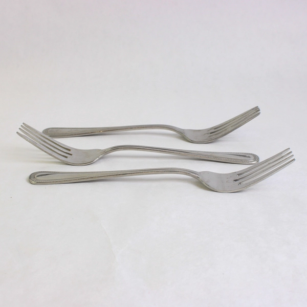 Lot of 3 Cuisinart CUI8 7 1/8" Salad Fork 18/10 Stainless Beaded Outline 