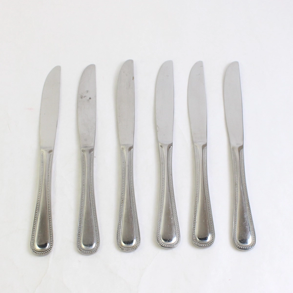 Lot of 6 Cuisinart CUI8 9" Modern Solid Knives 18/10 Stainless Steel Beaded