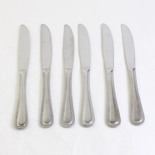 Lot of 6 Cuisinart CUI8 9" Modern Solid Knives 18/10 Stainless Steel Beaded