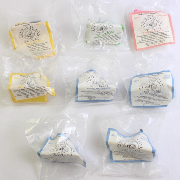 Lot Of 8 McDonald's Wild Animal Toy Books Kids Meal Toys Unopened 1991