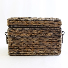 Small Brown Wicker Box Household Storage Decor 6.5" x 9.5" x 6"