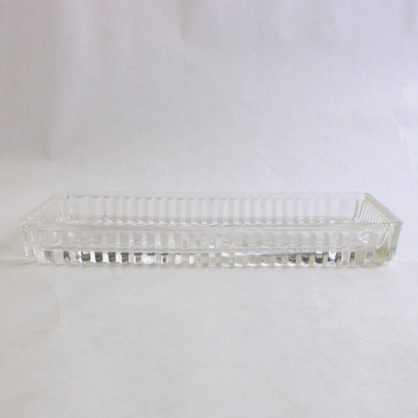 Vintage MCM Starburst Clear Cut Glass Butter Dish