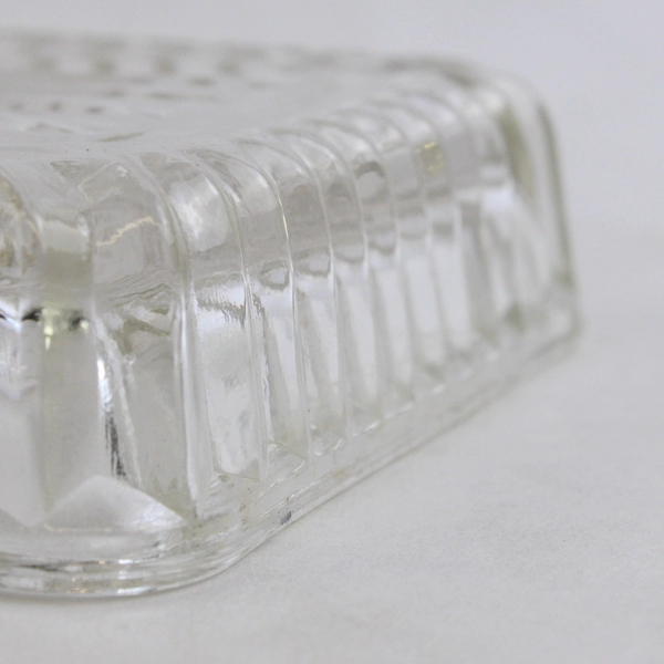 Vintage MCM Starburst Clear Cut Glass Butter Dish
