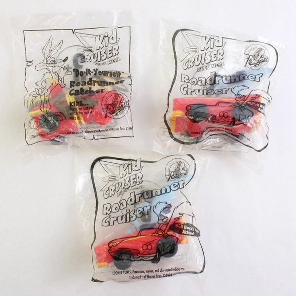 Lot Of 3 Kid Cruiser Roadrunner McDonald's Kids Meal Toys Unopened 1998